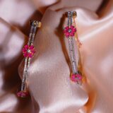 Ruby Floral American Diamond CZ Bangles Set of 2