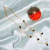 Minimal Mangalsutra Necklace with Black Crystal