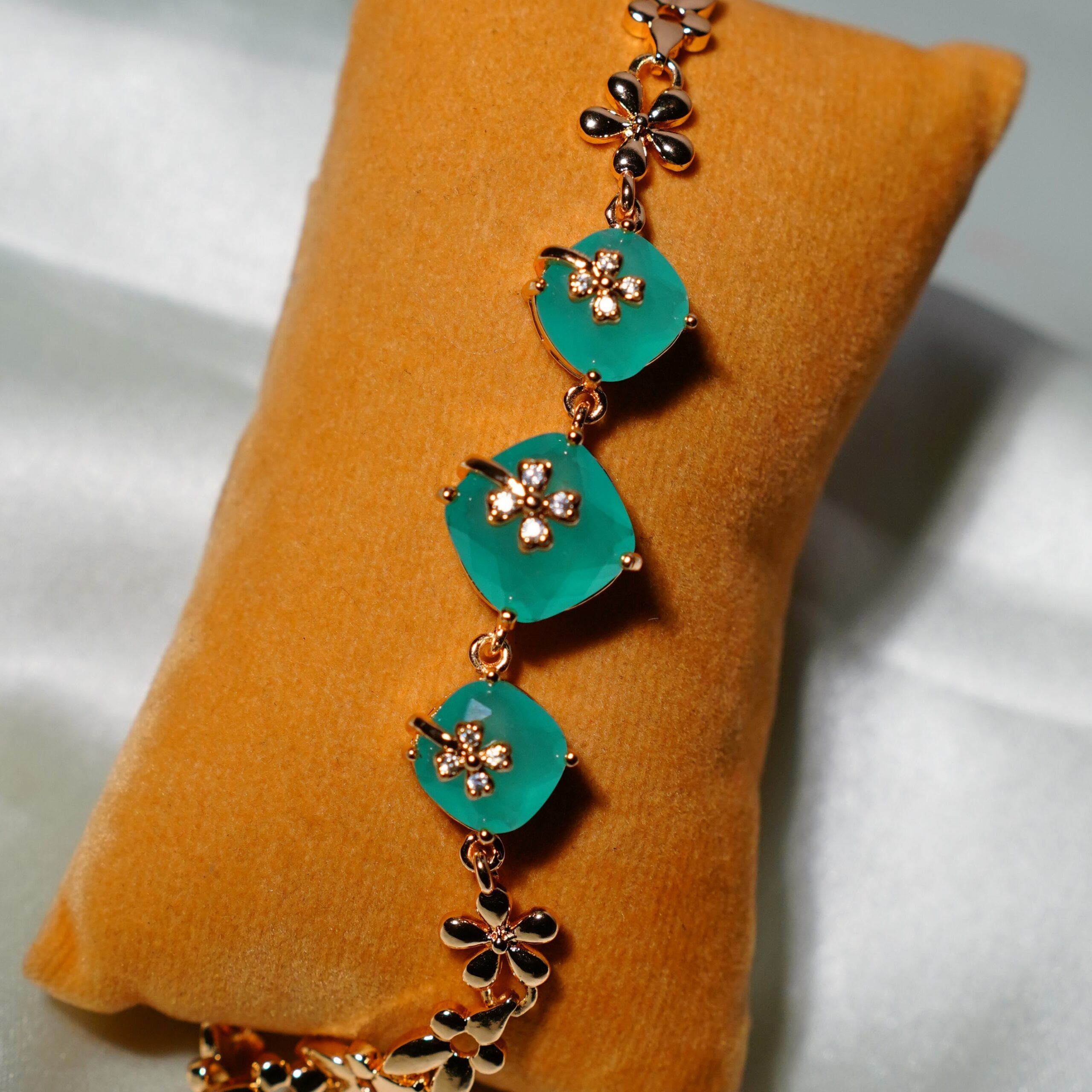 American Diamond CZ Studded Turquoise Blue Bracelet